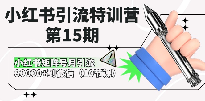 小红书引流特训营第15期，小红书矩阵号月引流80000+到微信（10节课）-云网创资源站