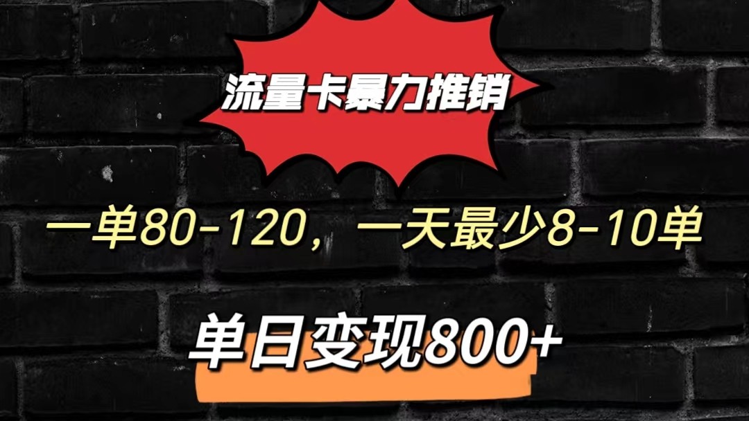 流量卡暴力推销模式一单80-170元一天至少10单，单日变现800元-云网创资源站