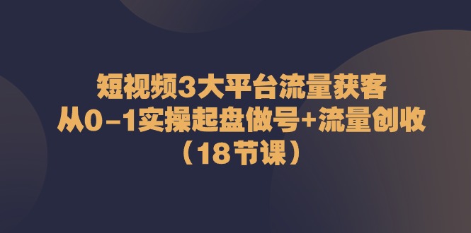 小视频3网络平台·总流量 拓客：从0-1实际操作运作做号 总流量 增收（18堂课）-云网创资源站