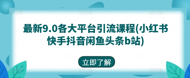 全新9.0各个平台引流课程(小红书的快手抖音闲剁椒鱼头条b站)-云网创资源站