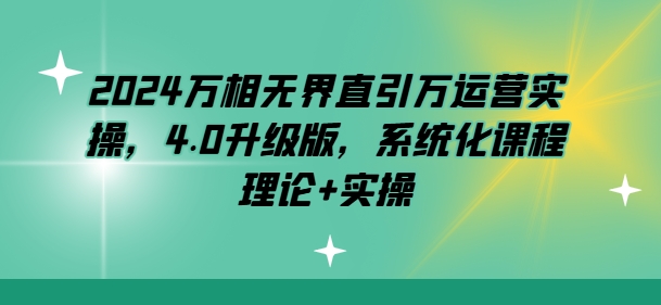 2024万相无边直引万经营实际操作，4.0全新升级，专业化课程内容 基础理论 实际操作-云网创资源站