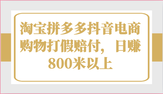 淘宝拼多多抖音电商购物打假赔付，日赚800米以上-云网创资源站