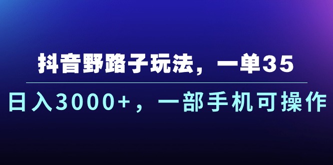 抖音视频歪门邪道游戏玩法，一单35.日入3000 ，一部手机易操作-云网创资源站