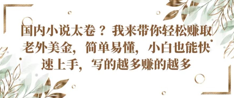 中国小说集内卷严重 ?陪你轻轻松松获得外国人美元，通俗易懂，新手也可以快速入门，所写的越挣到的越大【揭密】-云网创资源站