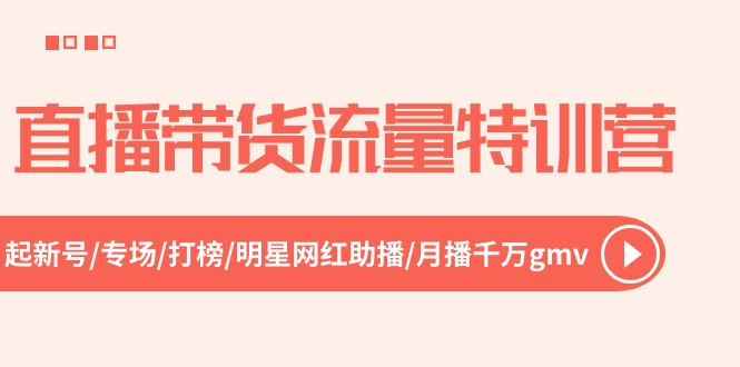 直播卖货总流量夏令营，起小号-盛典-冲榜-明星网红助播 月播一定gmv（52节）-云网创资源站