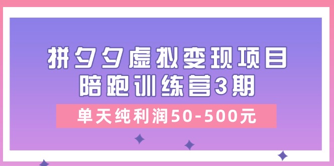 某收费标准学习培训《拼夕夕虚拟变现项目陪跑训练营3期》单日净利润50-500元-云网创资源站