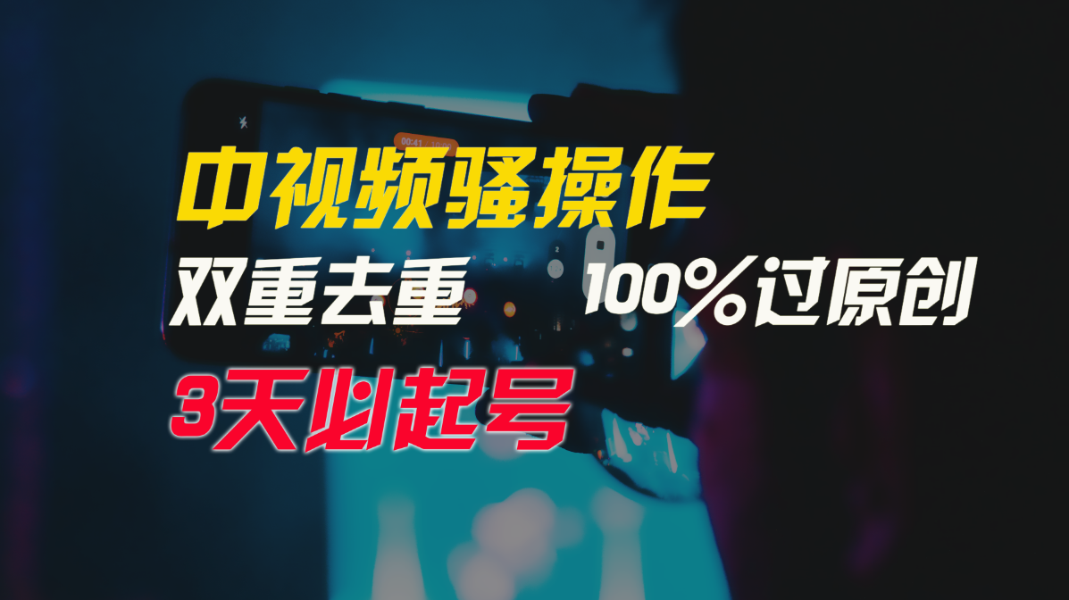 中视频骚操作，双重去重100%过原创，3天比必起号，简单无脑，月入3W+-云网创资源站