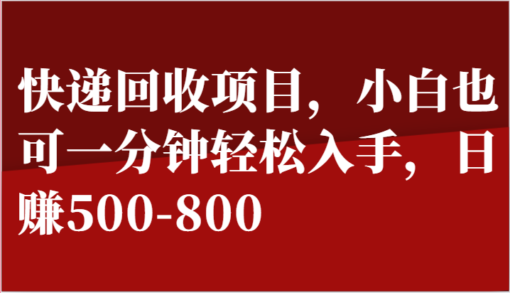 快递回收项目，小白也可一分钟轻松入手，日赚500-800-云网创资源站