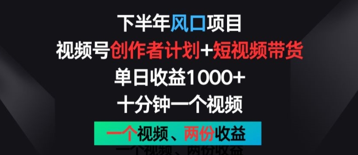 后半年蓝海项目，微信视频号创作者计划 短视频带货，一个视频二份盈利，十分钟一个视频【揭密】-云网创资源站