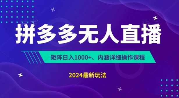 拼多多平台无人直播防封号，0资金投入，3天必起，没脑子放置挂机，日入1k 【揭密】-云网创资源站