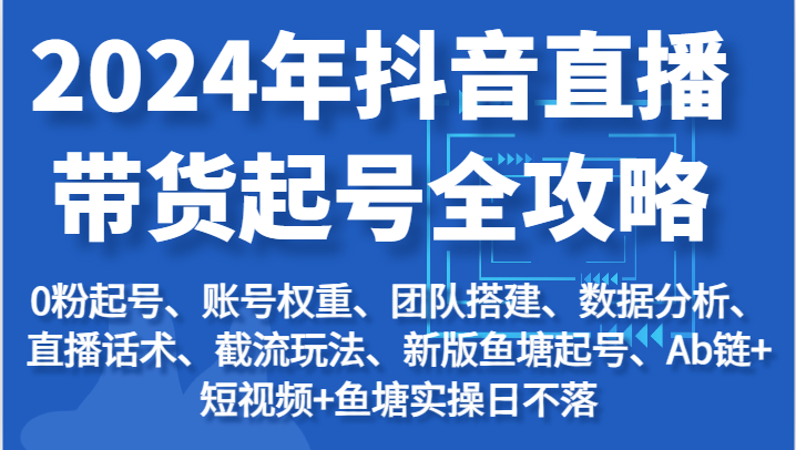 2024年抖音直播带货起号全攻略：起号/权重/团队/数据/话术/截流等-云网创资源站