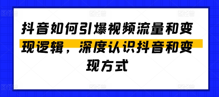 抖音怎么点爆视频流量包和转现逻辑性，深层了解抖音和变现模式-云网创资源站