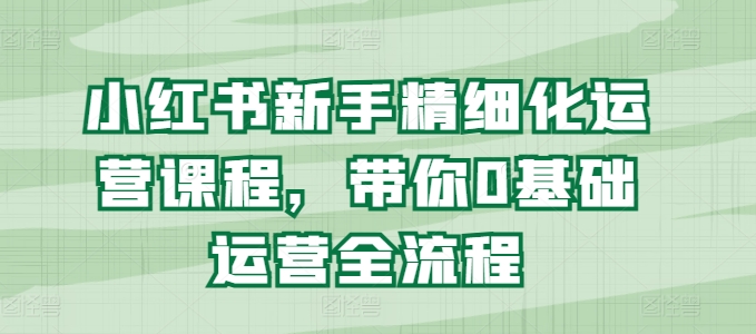 小红书的初学者精细化营销课程内容，陪你0基础运营全过程-云网创资源站