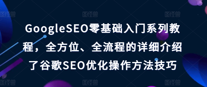 GoogleSEO零基础入门系列教程，全方位、全流程的详细介绍了谷歌SEO优化操作方法技巧-云网创资源站