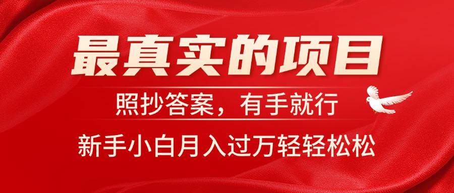 最真实的项目，照抄答案，有手就行，新手小白月入过万轻轻松松-云网创资源站