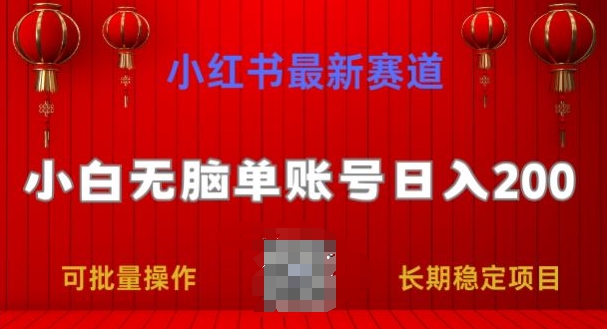 小红书的最新生态，新手没脑子单账户日入200，持续稳定新项目-云网创资源站