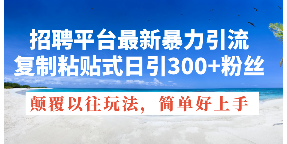 招聘网站全新暴力行为引流方法，拷贝式日引300 粉丝们，刷新过去废弃物游戏玩法，简…-云网创资源站