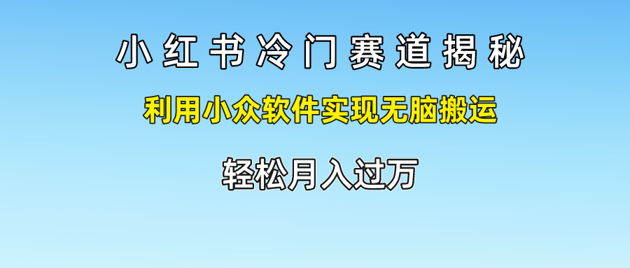 小红书冷门赛道揭秘,利用小众软件实现无脑搬运，轻松月入过万-云网创资源站