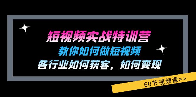 短视频实战特训营：教你如何做短视频，各行业如何获客，如何变现 (60节)-云网创资源站