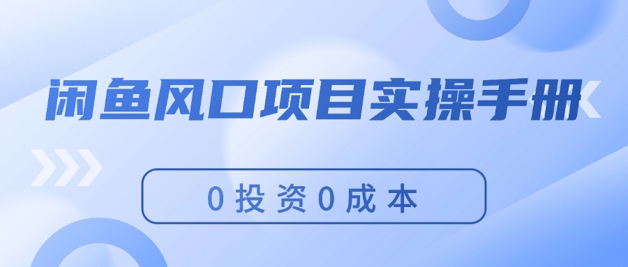 闲鱼风口项目实操手册，0投资0成本，让你做到，月入过万，新手可做-云网创资源站