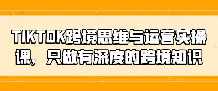 TIKTOK跨境思维与运营实操课，只做有深度的跨境知识-云网创资源站