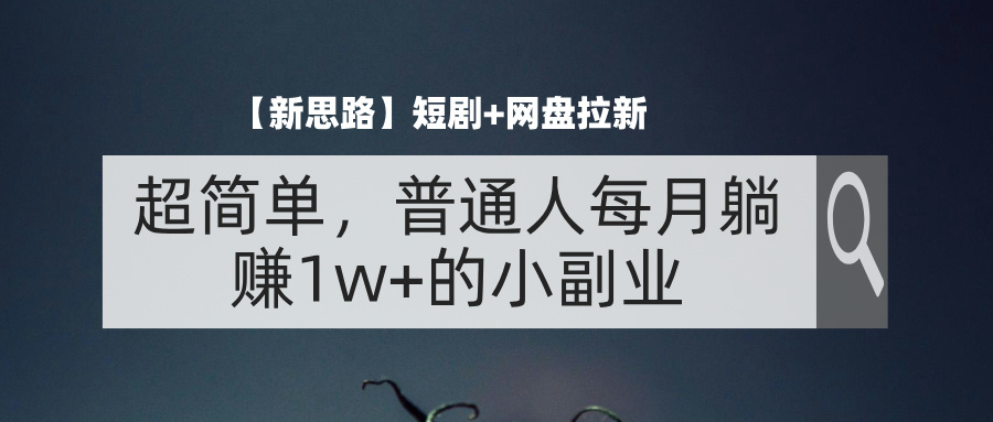 【新思路】短剧+网盘拉新，超简单，普通人每月躺赚1w+的小副业-云网创资源站