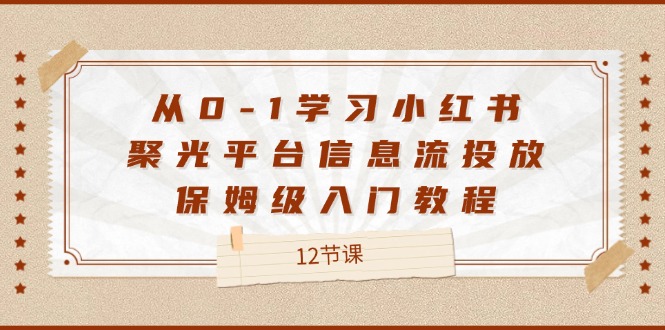 从0-1学习小红书 聚光平台信息流投放，保姆级入门教程（12节课）-云网创资源站