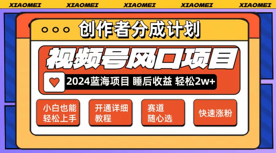 微信视频号大风口项目 轻松月入2w+ 多赛道选择，可矩阵，玩法简单轻松上手-云网创资源站