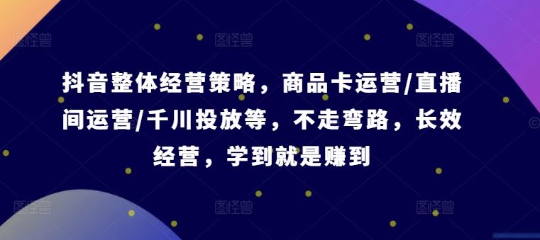 抖音整体经营策略，商品卡运营/直播间运营/千川投放等，不走弯路，学到就是赚到【录音】-云网创资源站