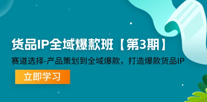 货品IP全域爆款班【第3期】赛道选择、产品策划到全域爆款，打造爆款货品IP-云网创资源站