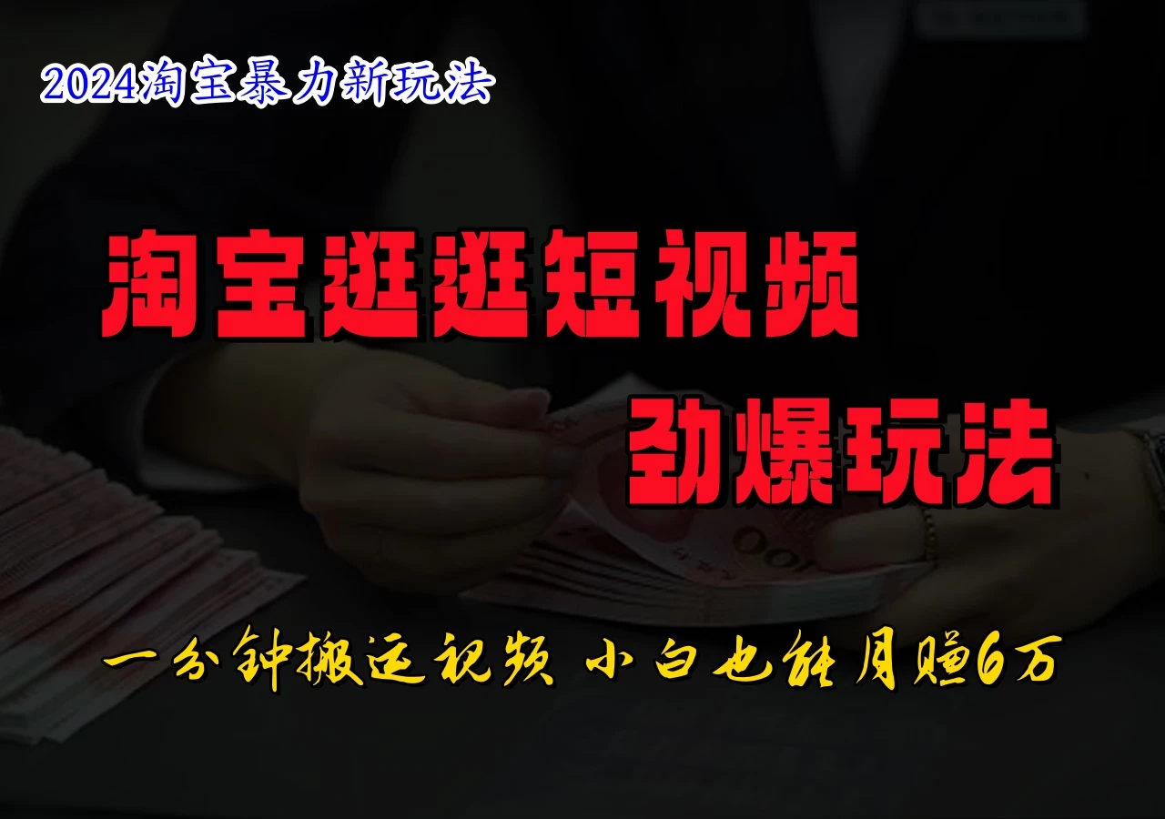 蓝海项目，淘宝逛逛视频分成计划，日入500+，只需一分钟搬运视频-云网创资源站