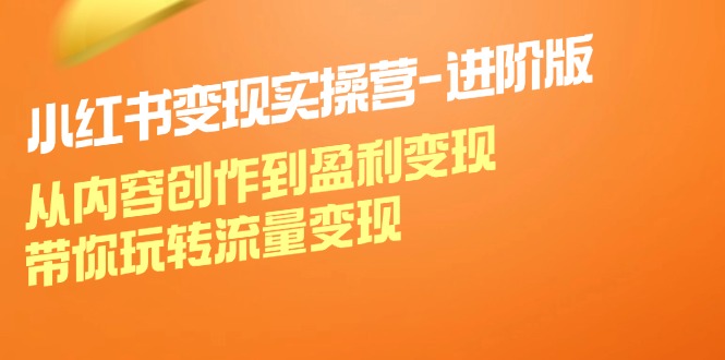 小红书变现实操营进阶版：从内容创作到盈利变现，带你玩转流量变现-云网创资源站