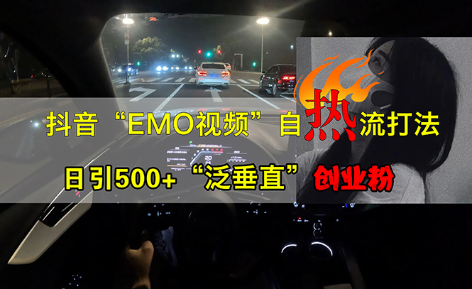 抖音视频EMO短视频自然玩法，日引500 “泛竖直”自主创业粉-云网创资源站