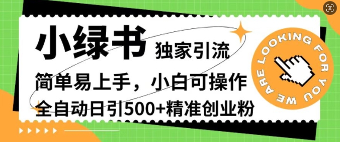 小绿书独家引流，简单易上手，小白可操作，全自动日引500+精准创业粉-云网创资源站