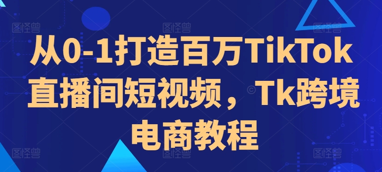 从0-1打造出上百万TikTok直播房间小视频，Tk跨境电子商务实例教程-云网创资源站