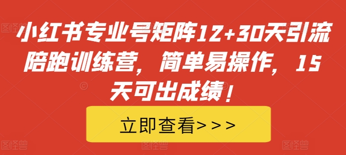 小红书的技术专业号引流矩阵12 30天引流方法陪跑夏令营，简单易操作，15天能取得好成绩!-云网创资源站