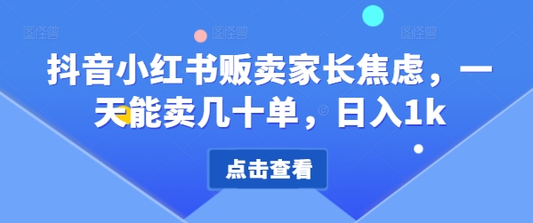 抖音小红书售卖家长的焦虑，一天可以卖几十单，日入1k-云网创资源站