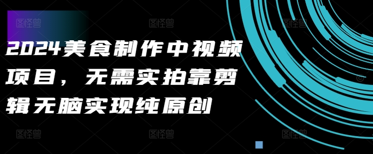 2024美食做法中视频新项目，不用实拍视频靠视频剪辑没脑子完成纯原创设计-云网创资源站