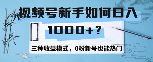 微信视频号新手怎么日入1k？三种盈利方式，0粉小号也可以受欢迎-云网创资源站