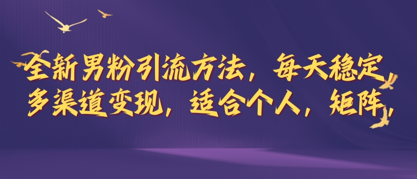 全新男粉引流方法，每天稳定加人，适合个人，矩阵，多渠道变现-云网创资源站