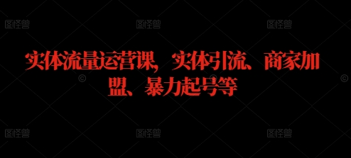 实体流量运营课，实体引流、商家加盟、暴力起号等-云网创资源站