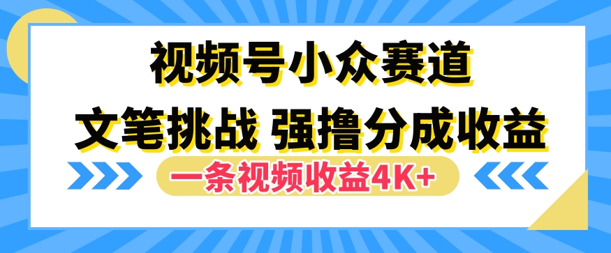 视频号新赛道之文笔挑战，强撸分成收益，一条视频赚了4K+-云网创资源站