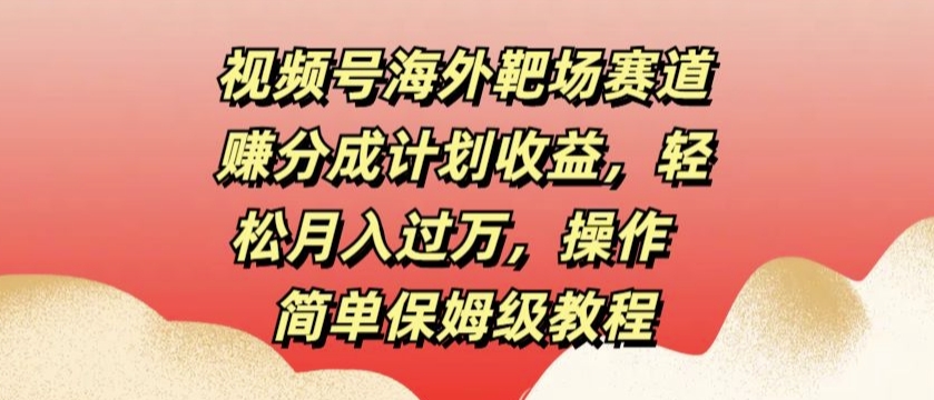 视频号海外靶场赛道赚分成计划收益，轻松月入过万，操作简单保姆级教程-云网创资源站