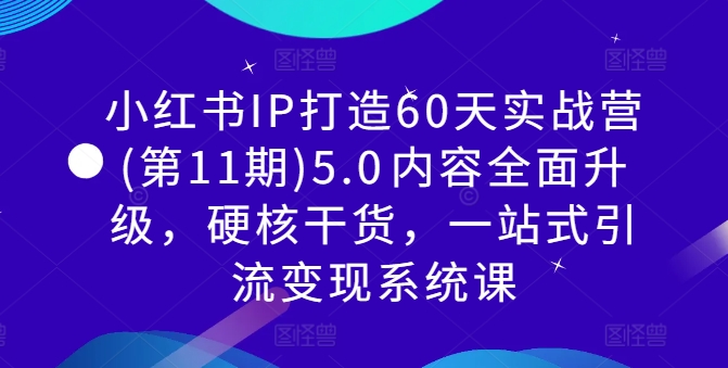 小红书IP打造60天实战营(第11期)5.0​内容全面升级，硬核干货，一站式引流变现系统课-云网创资源站