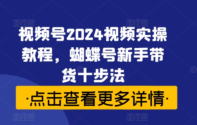 视频号2024视频实操教程，蝴蝶号新手带货十步法-云网创资源站