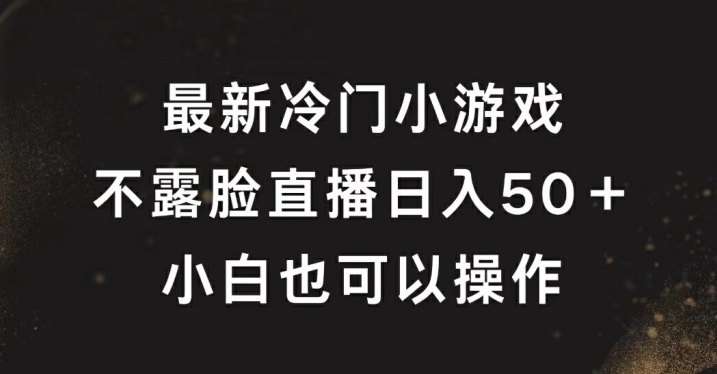 最新冷门游戏不露脸直播，轻松日入50+，小白也可操作-云网创资源站