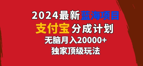 2024最新蓝海项目，支付宝分成计划，独家顶级玩法，无脑自动剪辑，-云网创资源站