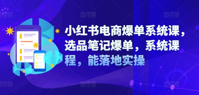 小红书电商爆单系统课，选品笔记爆单，系统课程，能落地实操-云网创资源站