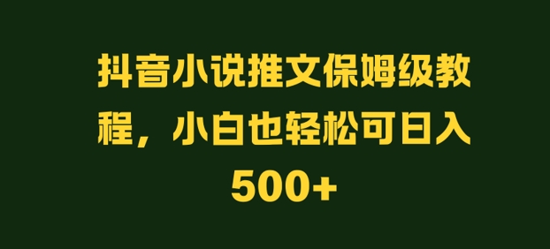 抖音小说推文保姆级教程，小白也轻松可日入500+-云网创资源站