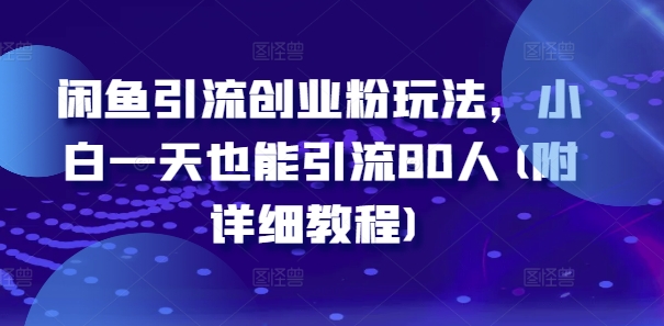 闲鱼引流自主创业粉游戏玩法，新手一天也可以引流方法80人(附具体实例教程)-云网创资源站